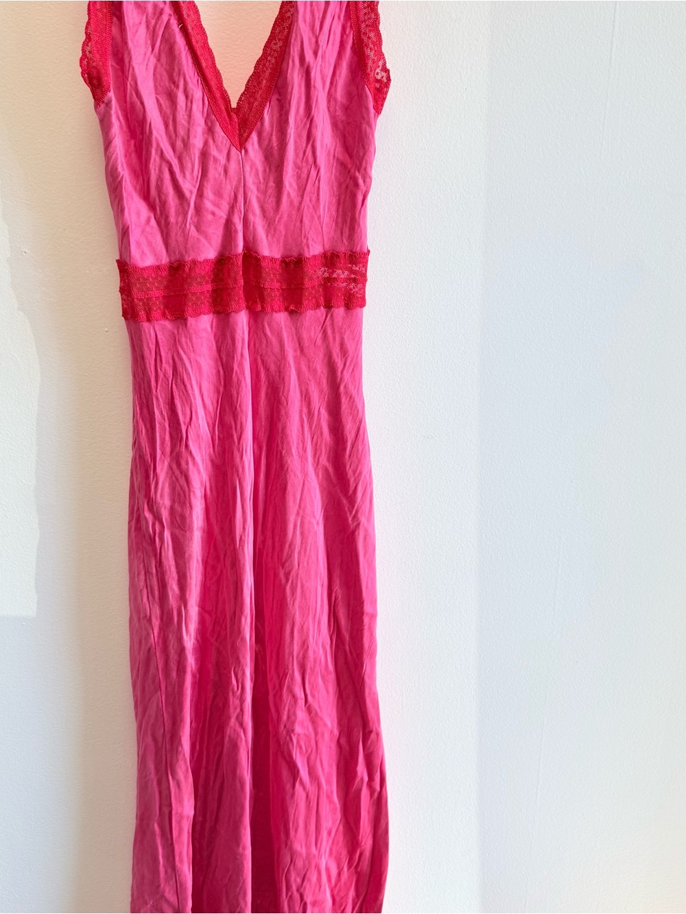 VRG Girl Meet Me On The Dance Floor Bias Cut Slip Maxi Dress Small Pink Red - Picture 13 of 15